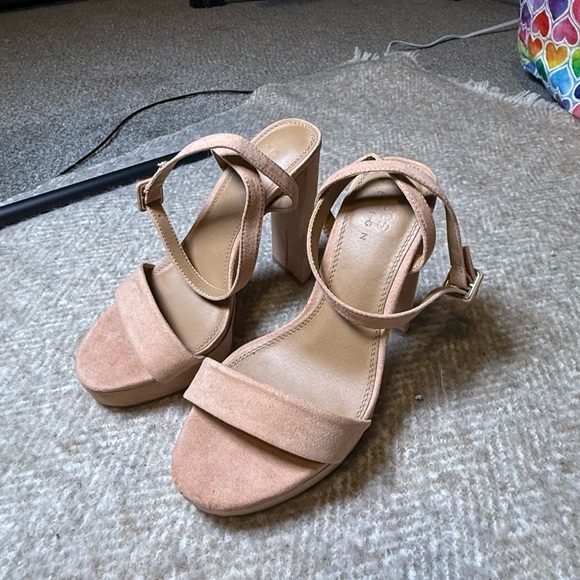 Asos Nude Heels Block Heel Sandals Size 8 - Picture 2 of 12